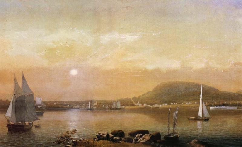 Fitz Hugh Lane Blick von Negro Island auf den Hafen und die Berge Von Camden Norge oil painting art